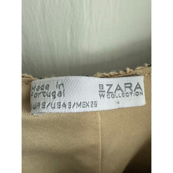 ZARA Beige Gray Lace Spaghetti Strap Lined Slip Dress size Small - Picture 8 of 11